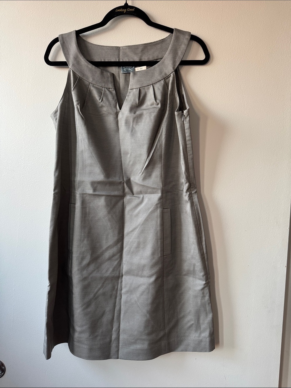 Flounce Sleeveless Taupe Sheath Dress
